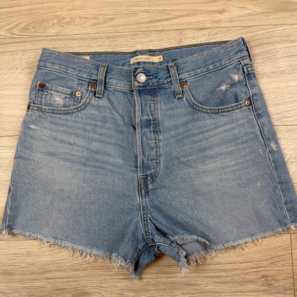 Levi's Pants - Levis Premium Ribcage Shorts Womens 29 Light Wash High Rise Distressed Denim